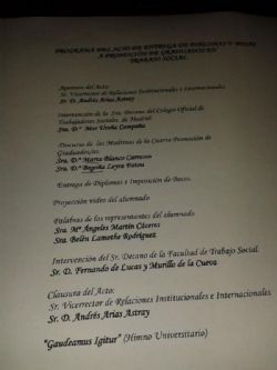 La Decana del Colegio en el acto de Graduación de Trabajo Social Universidad Complutense