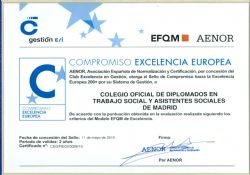 El Colegio de Trabajadores Sociales de Madrid recibe su renovación del  sello de Excelencia Europea EFQM 