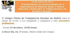 Jueves 15 de enero, 18 horas: "Procedimientos de reconocimiento de la Dependencia en Atención Social Primaria. Impactos y Retos para el Trabajo Social y los Servicios Sociales"