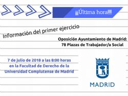 Publicada la fecha, hora y lugar del Primer ejercicio de la Oposición de Trabajo Social del Ayuntamiento de Madrid