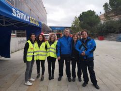 Miembros del Cuerpo de TS Voluntarios de Grandes Emergencias del Colegio participan en un Simulacro de Emergencias