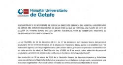 Publicada la convocatoria a Jefatura de Sección de Trabajo Social del Hospital Universitario de Getafe