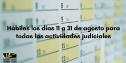 Los días del 11 al 31 de agosto serán hábiles para todas las actividades judiciales