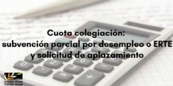 Medidas extraordinarias para el pago de cuotas de colegiación: convocatoria de subvención parcial por desempleo o ERTE y solicitud de aplazamiento 